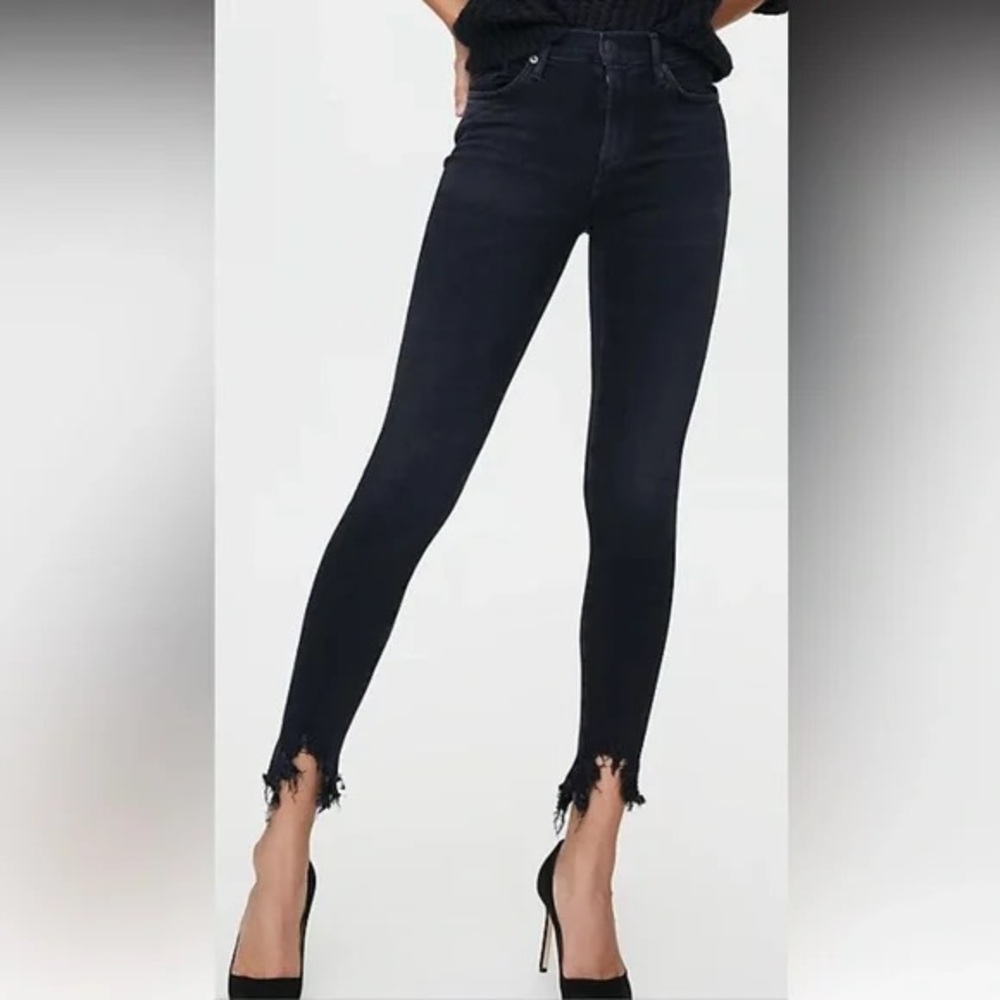 AGOLDE Sophie Crop High‎ Rise Black Denim Jeans Size 29 - Picture 7 of 7